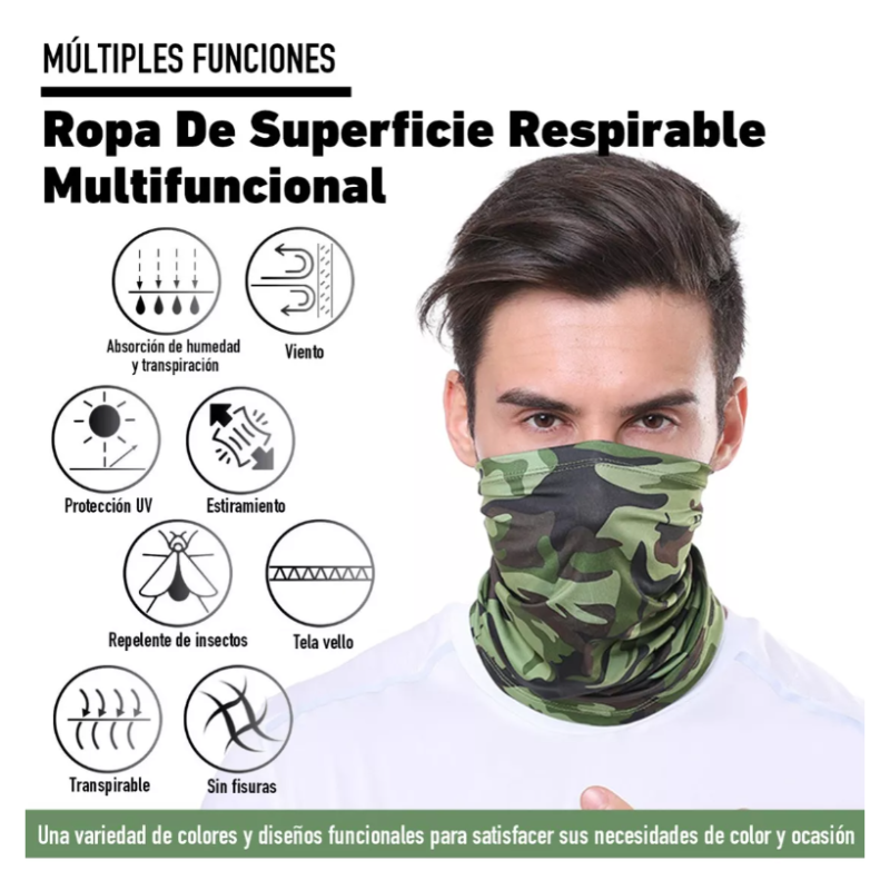 6 Pack Bandana, Bufanda/mascara/cacería/moto/pesca/sol.