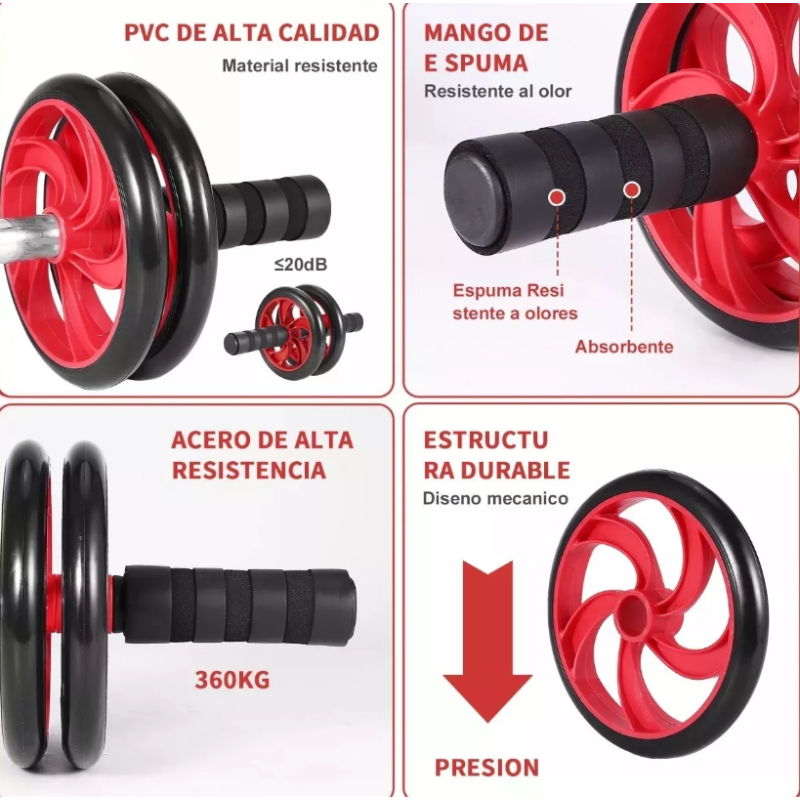 Kit Rodillo Abdominal Barras Push-up Cuerda Ejercitador Mano.