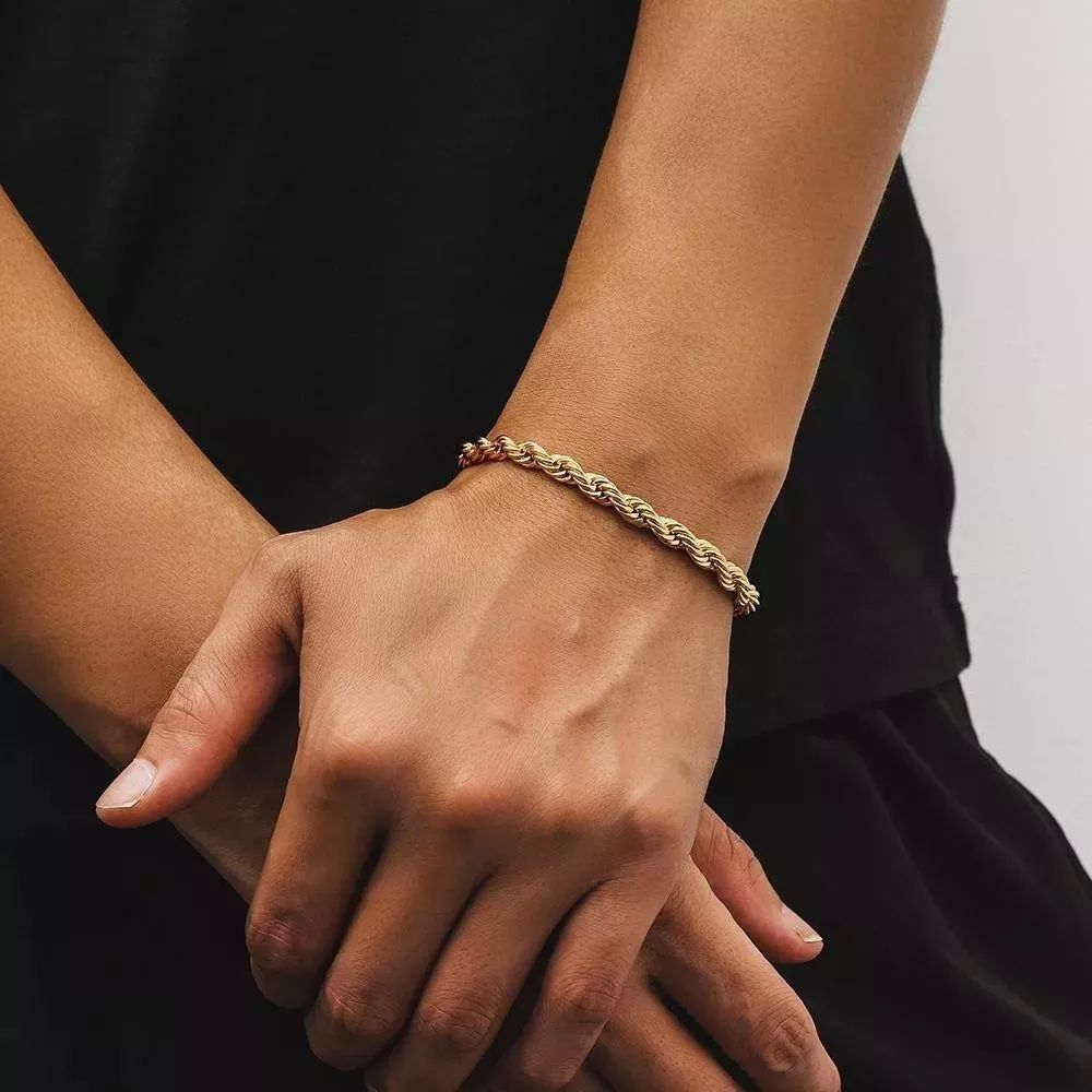 Pulsera Torzal 21 Cm X 6 Mm Oro De 14 Kilates + Obsequio