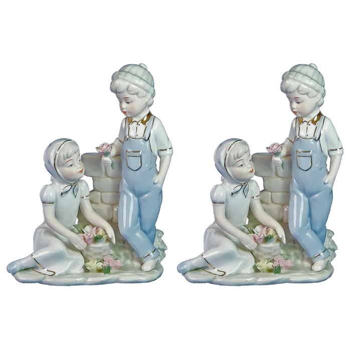 Escultura cerámica infantil MXENR-002-7 2 Pzas 15x20x12cm Frente x Alto x Fondo Porcelana Artesanal EnfantsRousseau