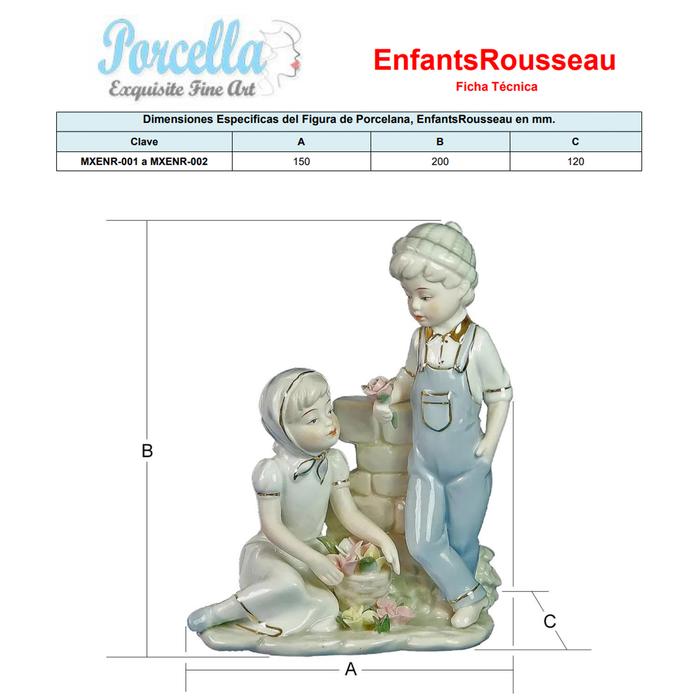 Figura porcelana niños MXENR-002-6 2 Pzas 15x20x12cm Frente x Alto x Fondo Porcelana Artesanal EnfantsRousseau