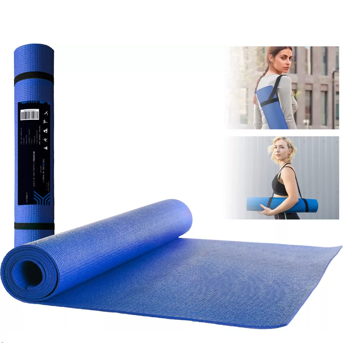 Tapete Portátil Yoga Pilates Fitness Ejercicio Relajación Azul