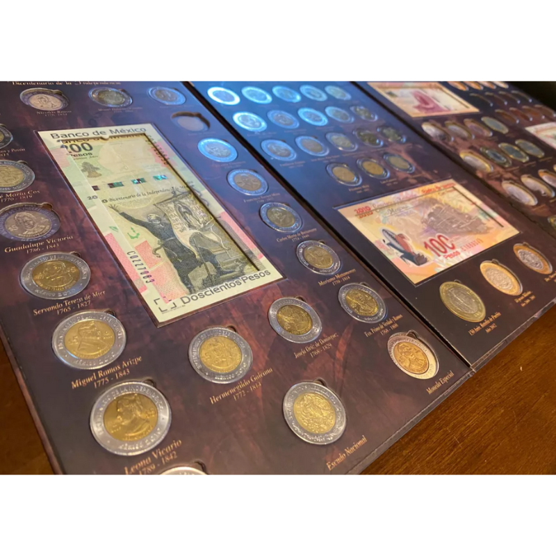 Álbum Tríptico Para Monedas Conmemorativas $5 $20 Y Billetes