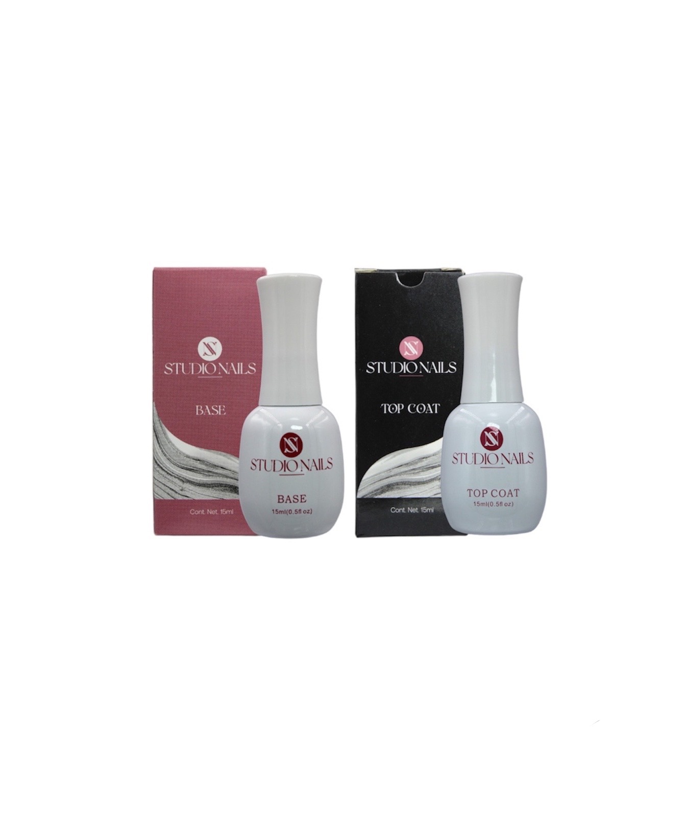 Set Studio Nails Esmalte Base + Top Coat Brillo Para Uñas, 15ml.