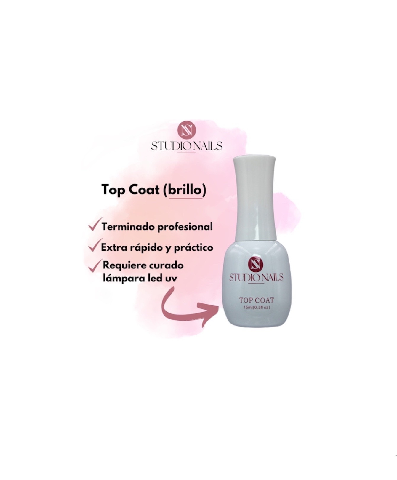 Set Studio Nails Esmalte Base + Top Coat Brillo Para Uñas, 15ml.