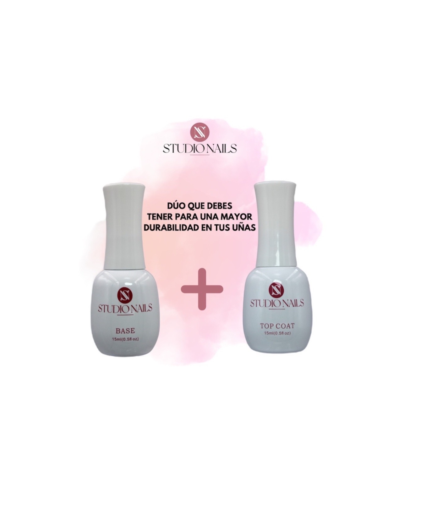 Set Studio Nails Esmalte Base + Top Coat Brillo Para Uñas, 15ml.