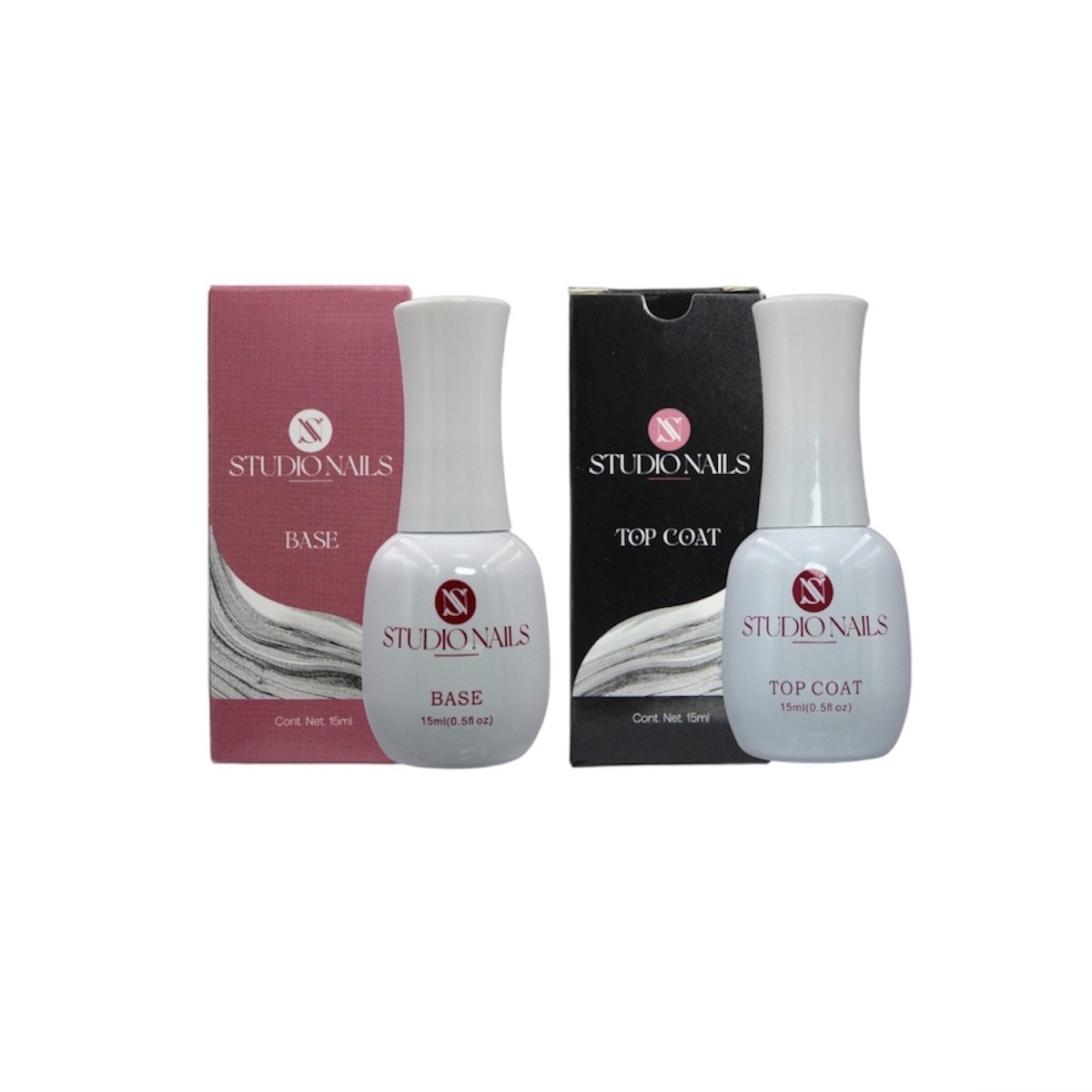 Set Studio Nails Esmalte Base + Top Coat Brillo Para Uñas, 15ml.