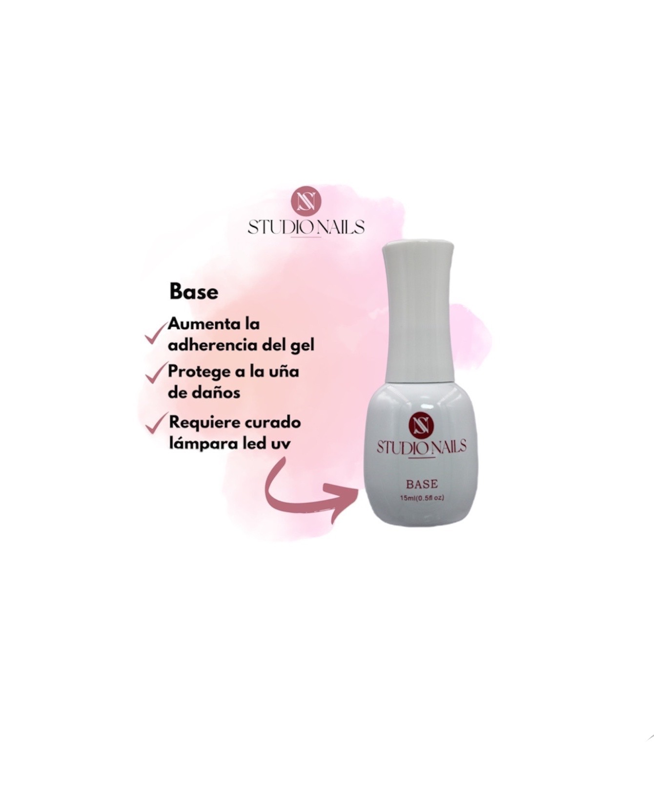Set Studio Nails Esmalte Base + Top Coat Brillo Para Uñas, 15ml.