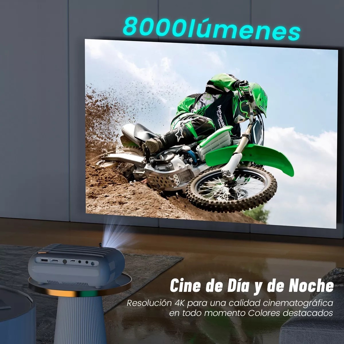 Proyector Portátil Inalámbrico Mini Wifi 1080p Led Remoto Blanco