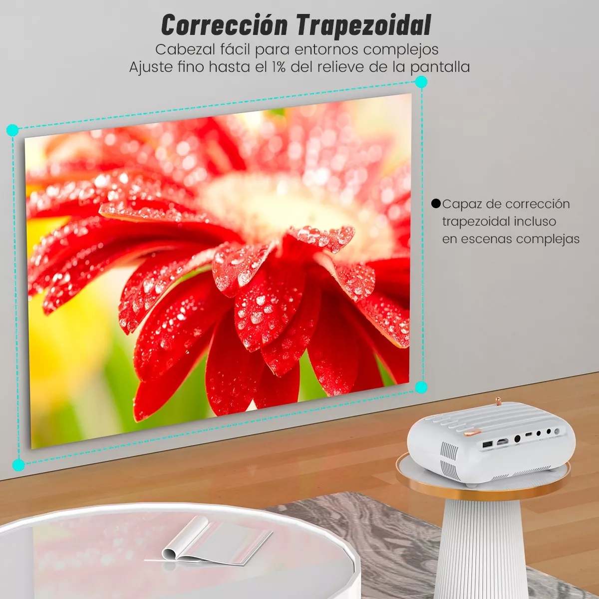 Proyector Portátil Inalámbrico Mini Wifi 1080p Led Remoto Blanco