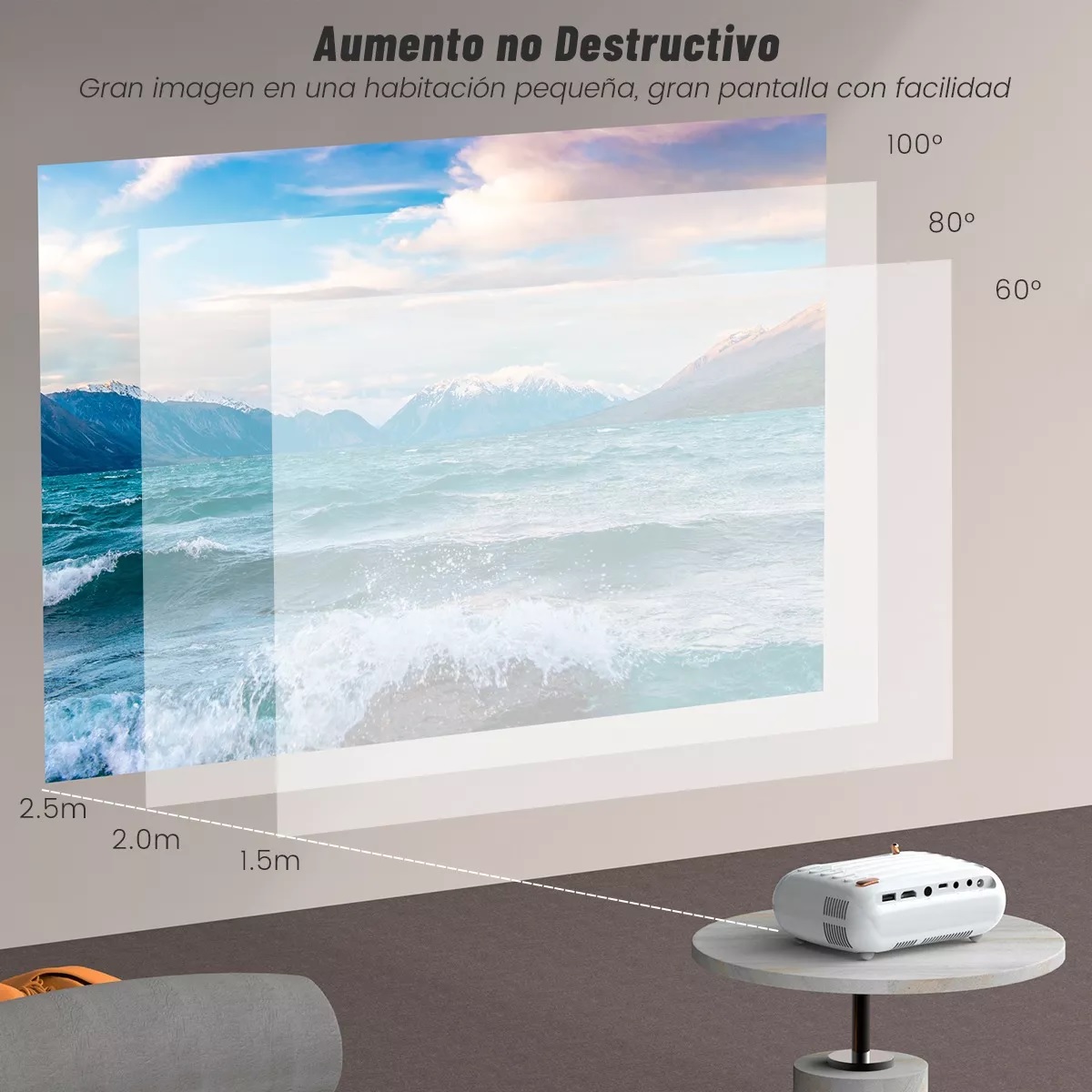 Proyector Portátil Inalámbrico Mini Wifi 1080p Led Remoto Blanco