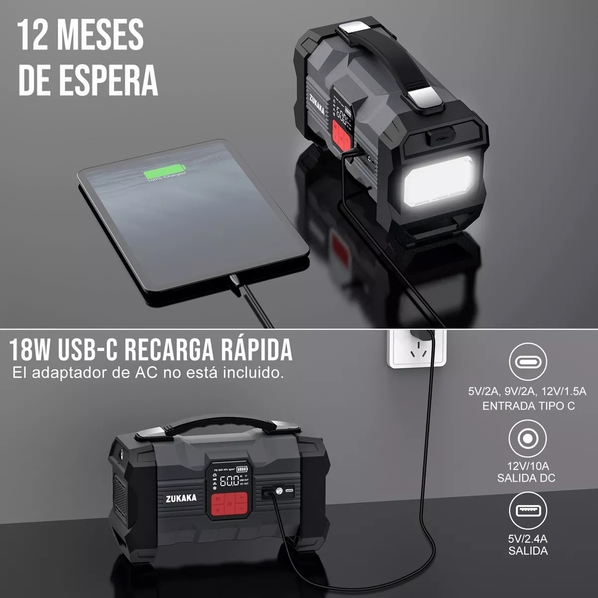 Arrancador De Batería De Auto Portátil 4000a Inflador Rápido