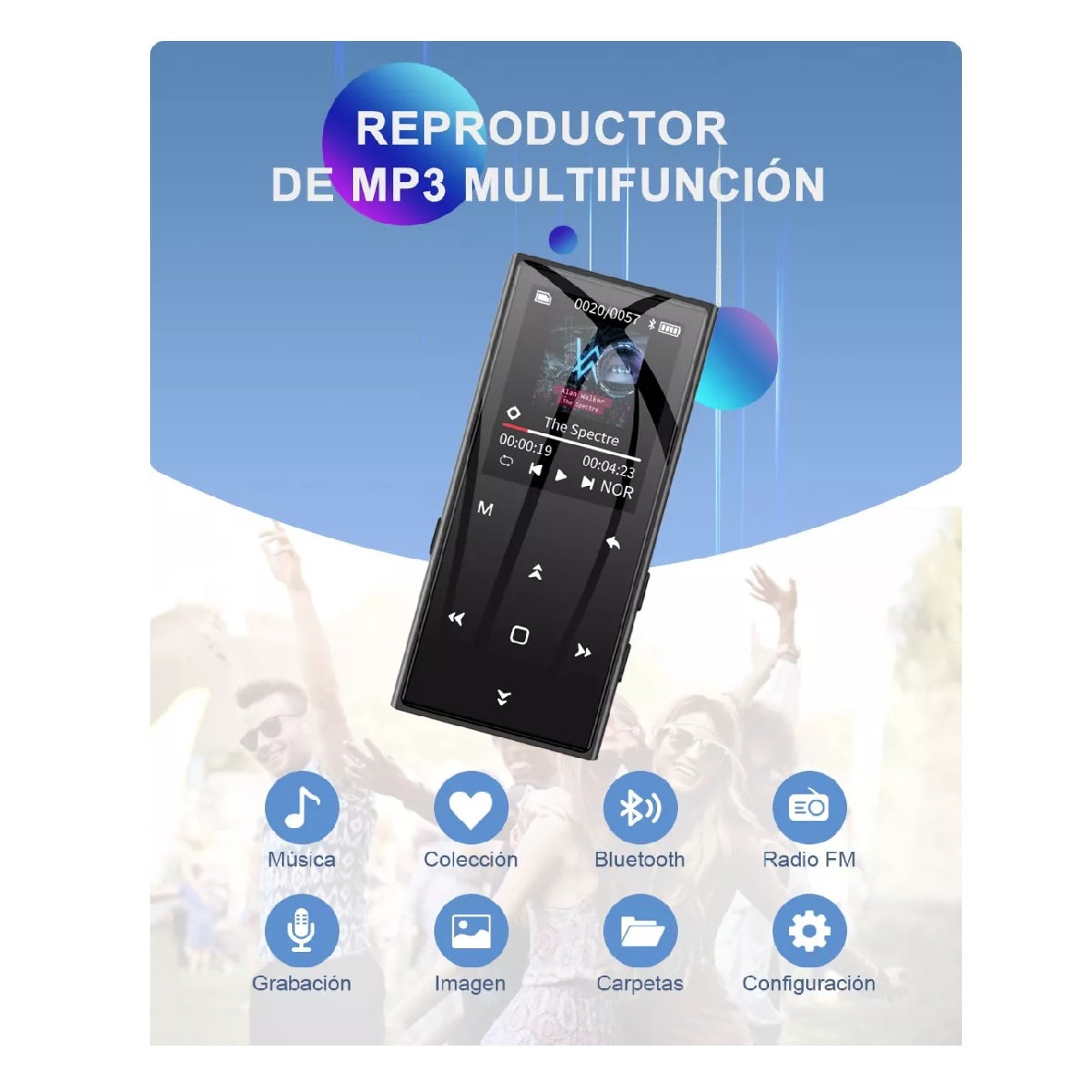 Reproductor De Música Portátil Mp3 Mp4 Bluetooth Con Audífonos Eo