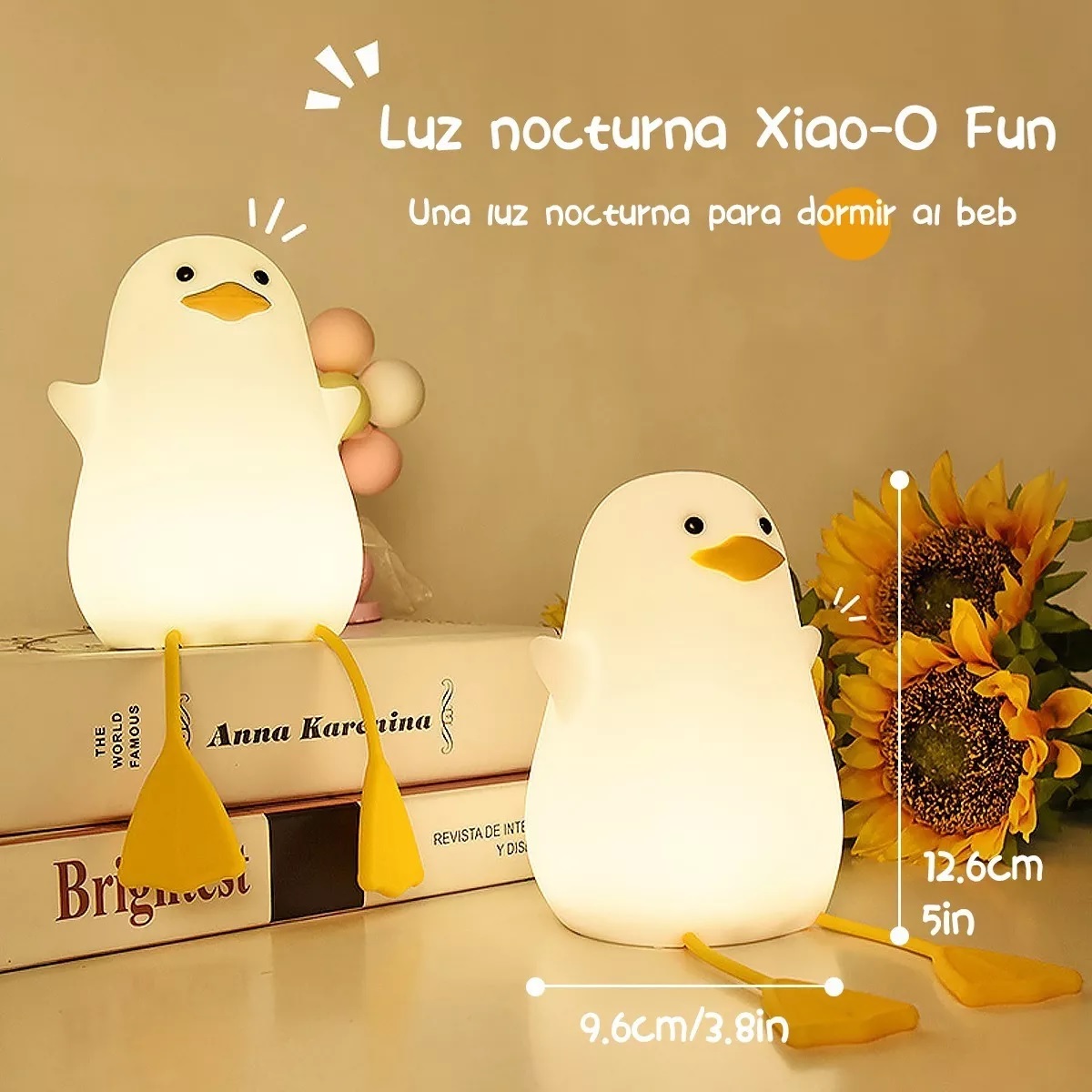 Lámpara De Pato Recargable Luz Nocturna Infantil 1200 Mah