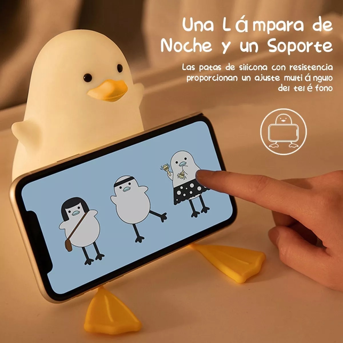Lámpara De Pato Recargable Luz Nocturna Infantil 1200 Mah