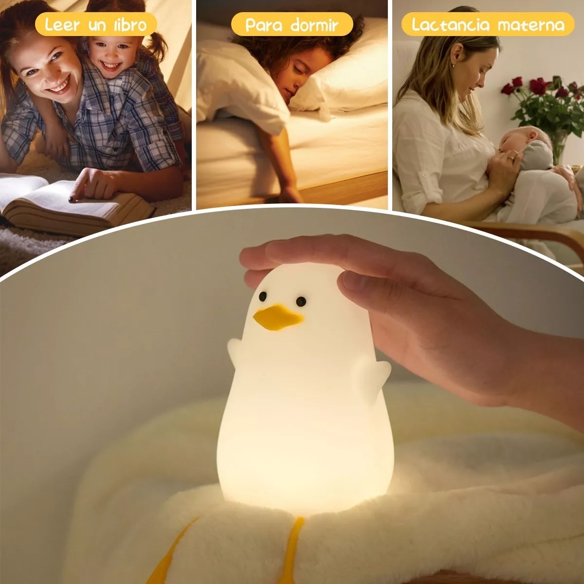 Lámpara De Pato Recargable Luz Nocturna Infantil 1200 Mah