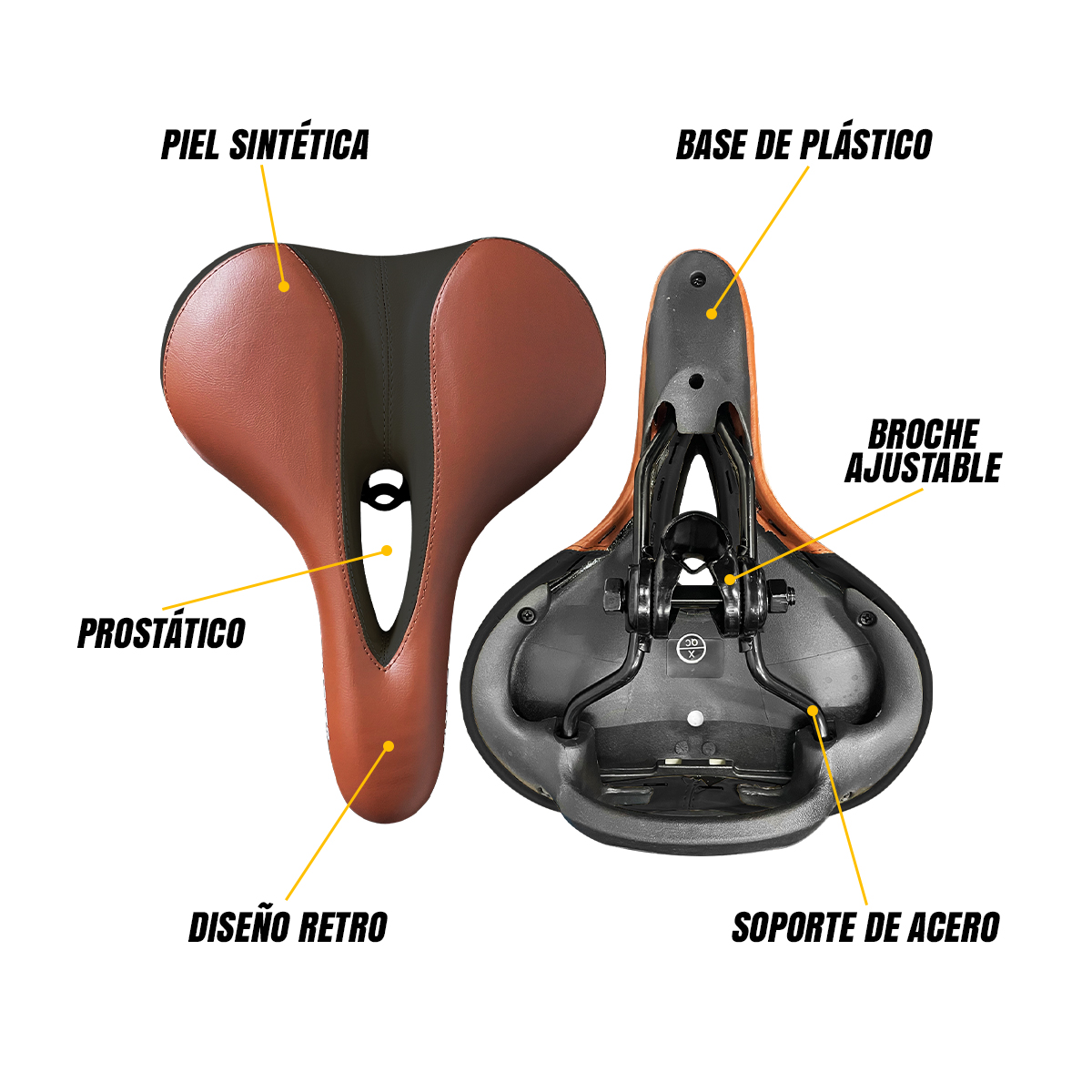 Asiento Bicicleta Prostático Ultra Confortable Vintage Duna Café con Negro