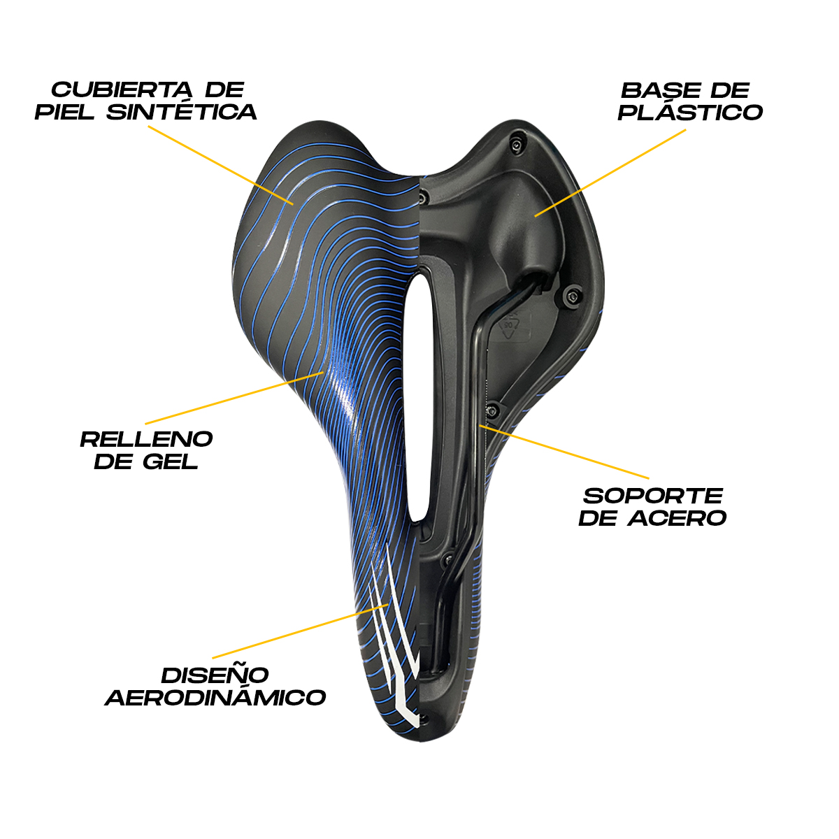 Asiento Bicicleta Deportivo Mtb Relleno De Gel Scudiero Azul