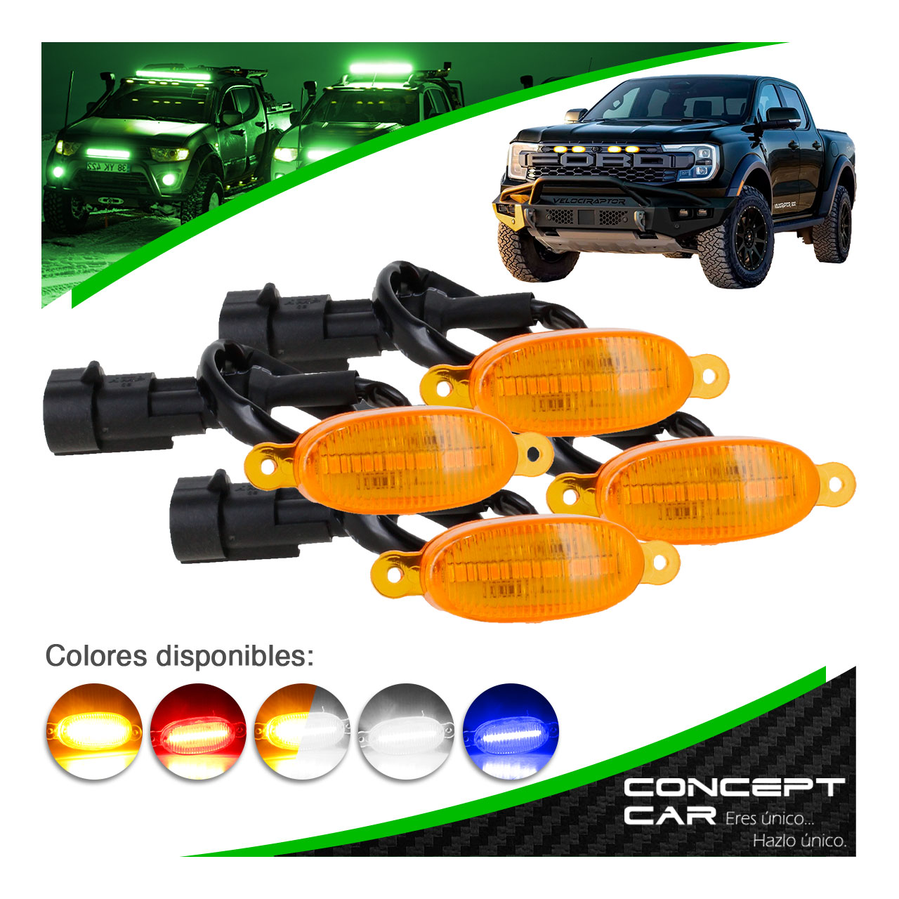 Kit 4 Luces 6 Led Parilla Camioneta Tipo Raptor Universal