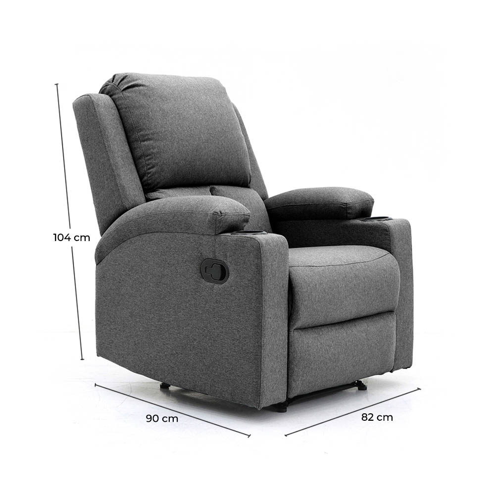 Sillón Reposet Reclinable Manual Toscano Gris Oscuro