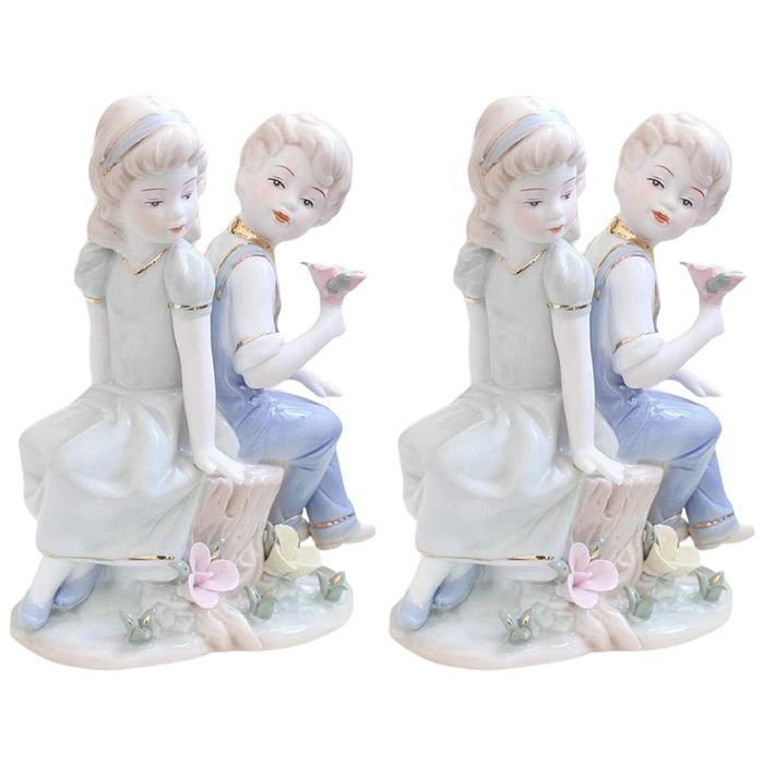 Figurita cerámica niña MXENF-002-8 2 Pzas 14x18x10cm Frente x Alto x Fondo Porcelana Artesanal EnfantsDupont