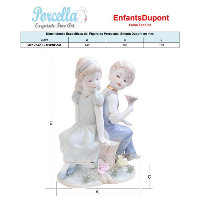 Figurita cerámica niña MXENF-002-8 2 Pzas 14x18x10cm Frente x Alto x Fondo Porcelana Artesanal EnfantsDupont