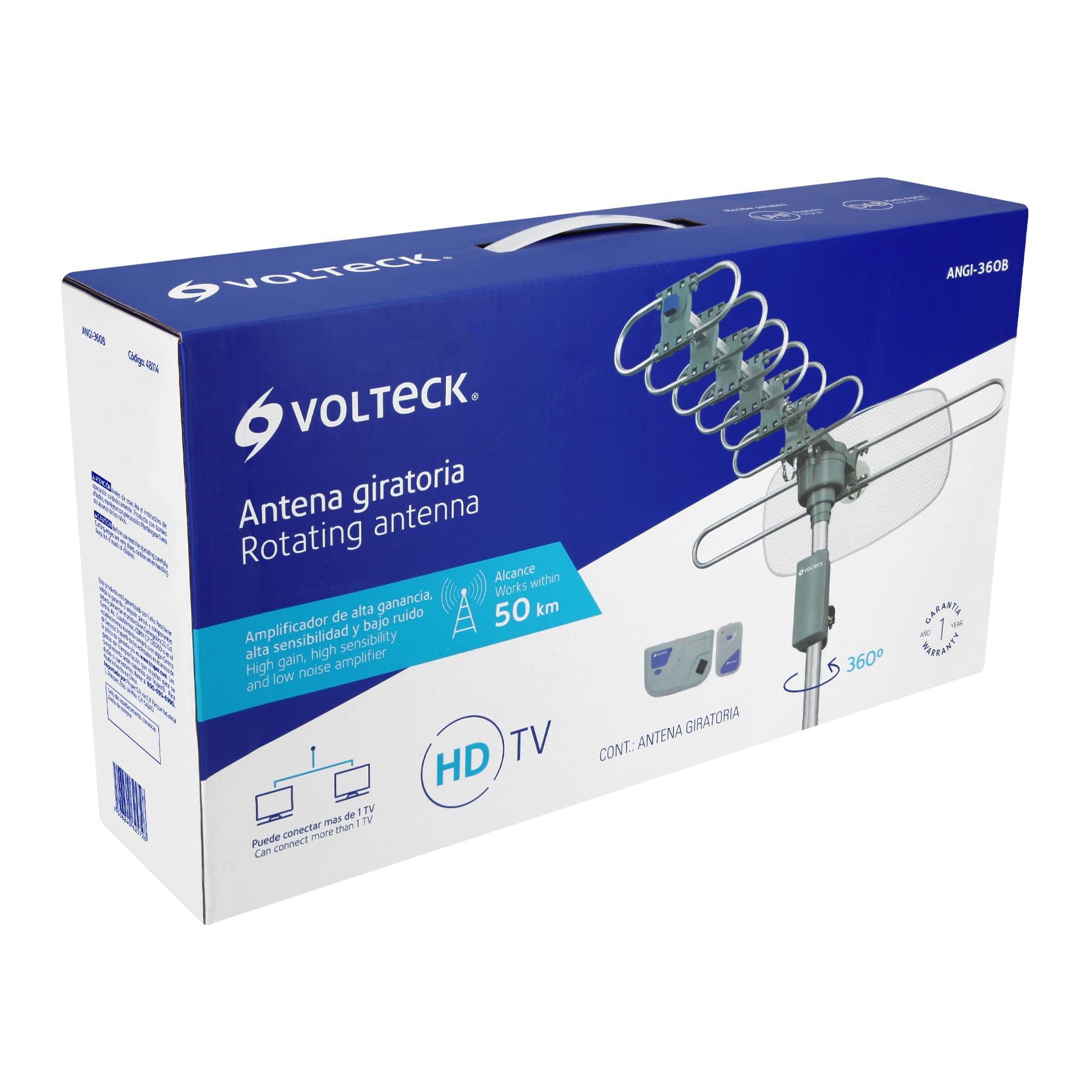 ANTENA AÉREA PARA TV, GIRATORIA 360,  VOLTECK 48114