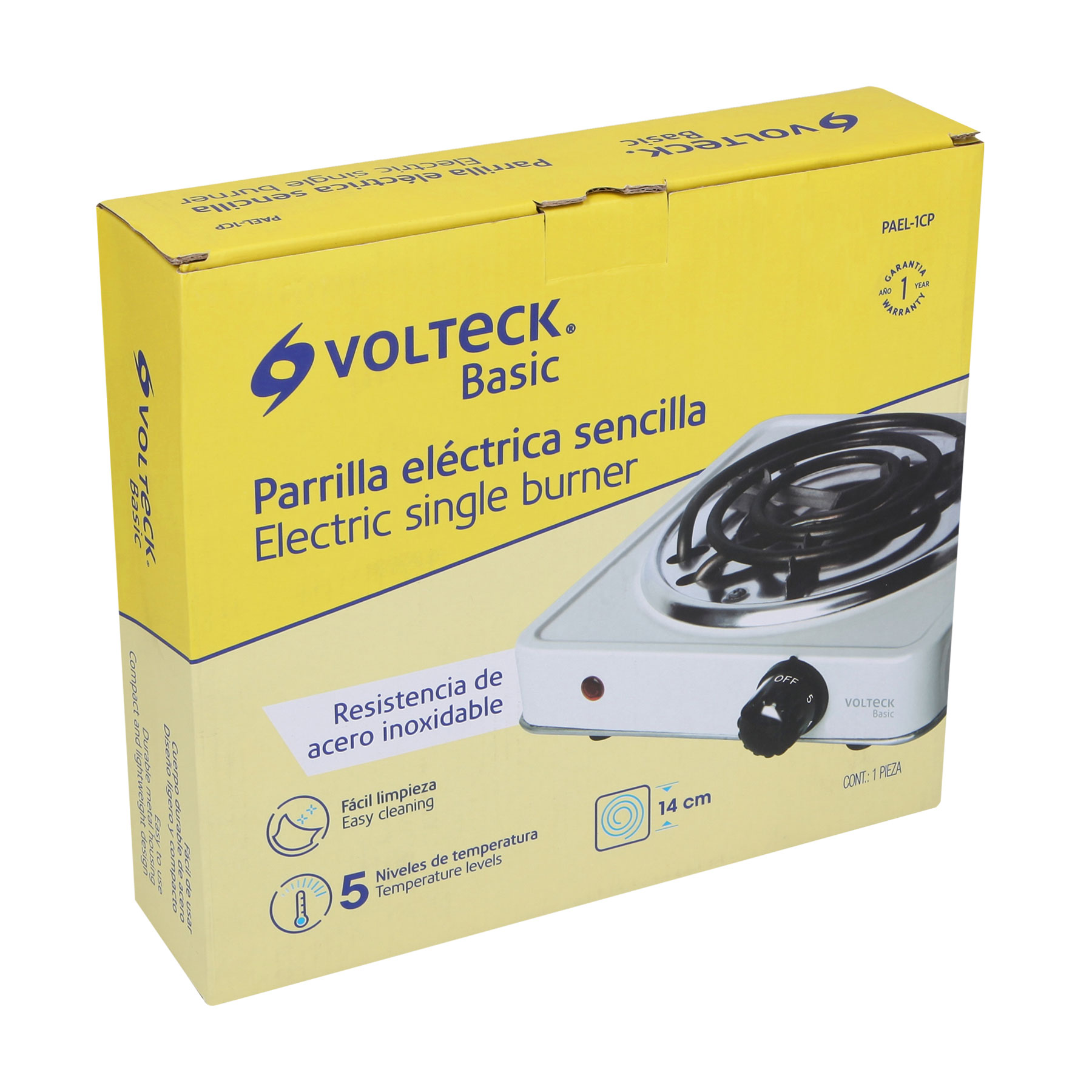 PARRILLA ELÉCTRICA 1 QUEMADOR, CUADRADA, VOLTECK BASIC 23031