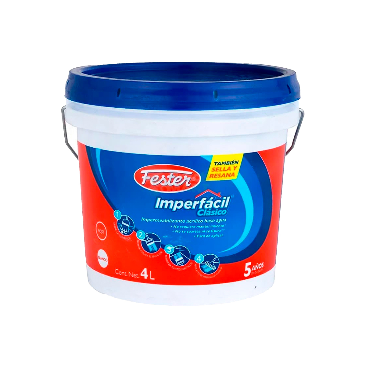 Impermeabilizante 5 Años Rojo 4L Imperfacil Fester 2503496