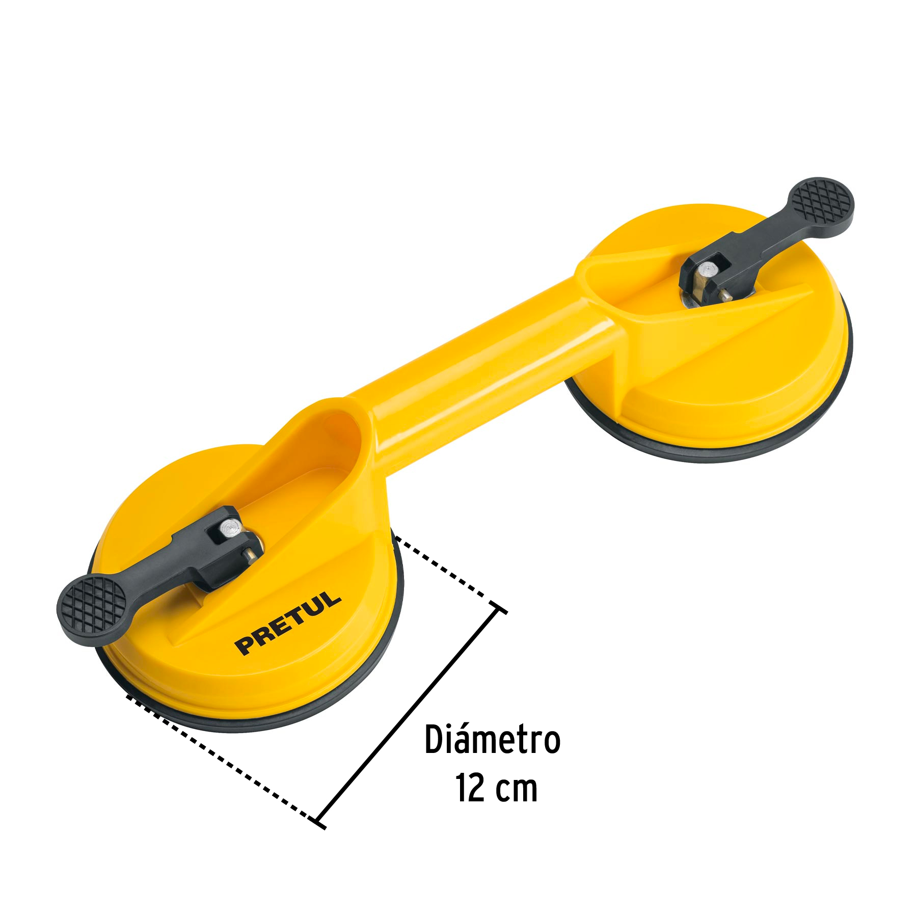 VENTOSA DE PLÁSTICO PARA VIDRIO, 2 COPAS DE SUCCIÓN, PRETUL 23051