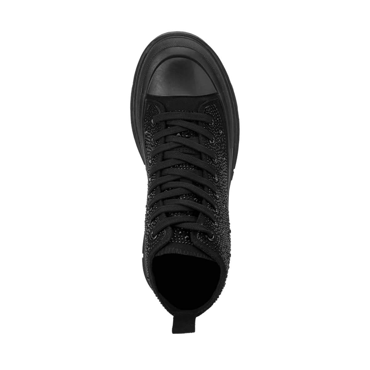 Bota Belinda Peregrin de lona negra con pedrería y agujetas, 1085335