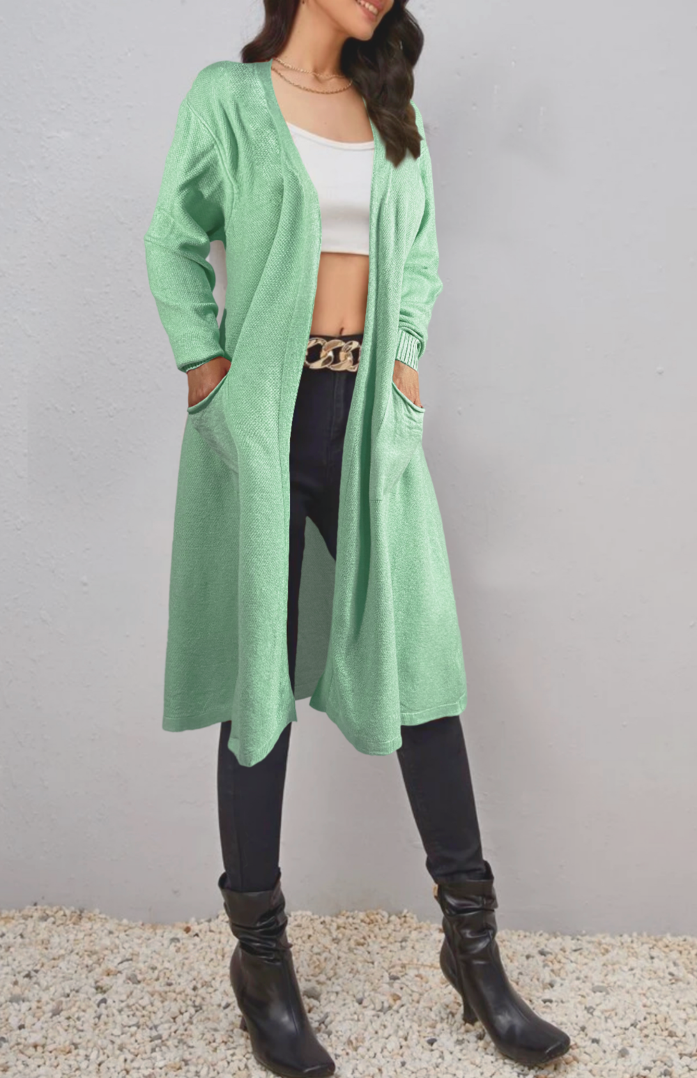 Cárdigan Mujer Largo Ensamble Dama Maxi suéter Con Bolsas LOLE Cárdigan