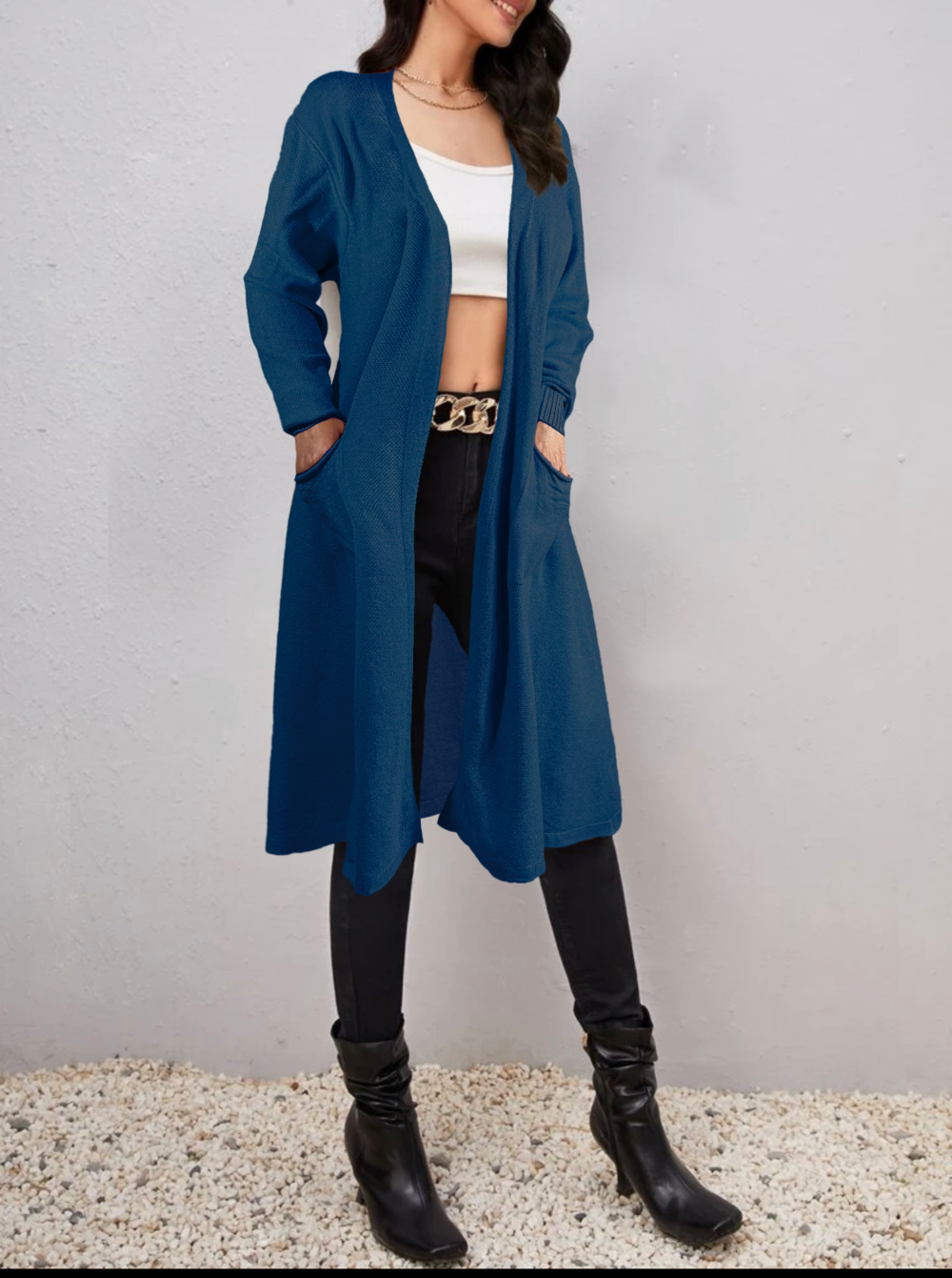 Cárdigan Mujer Largo Ensamble Dama Maxi suéter Con Bolsas LOLE Cárdigan