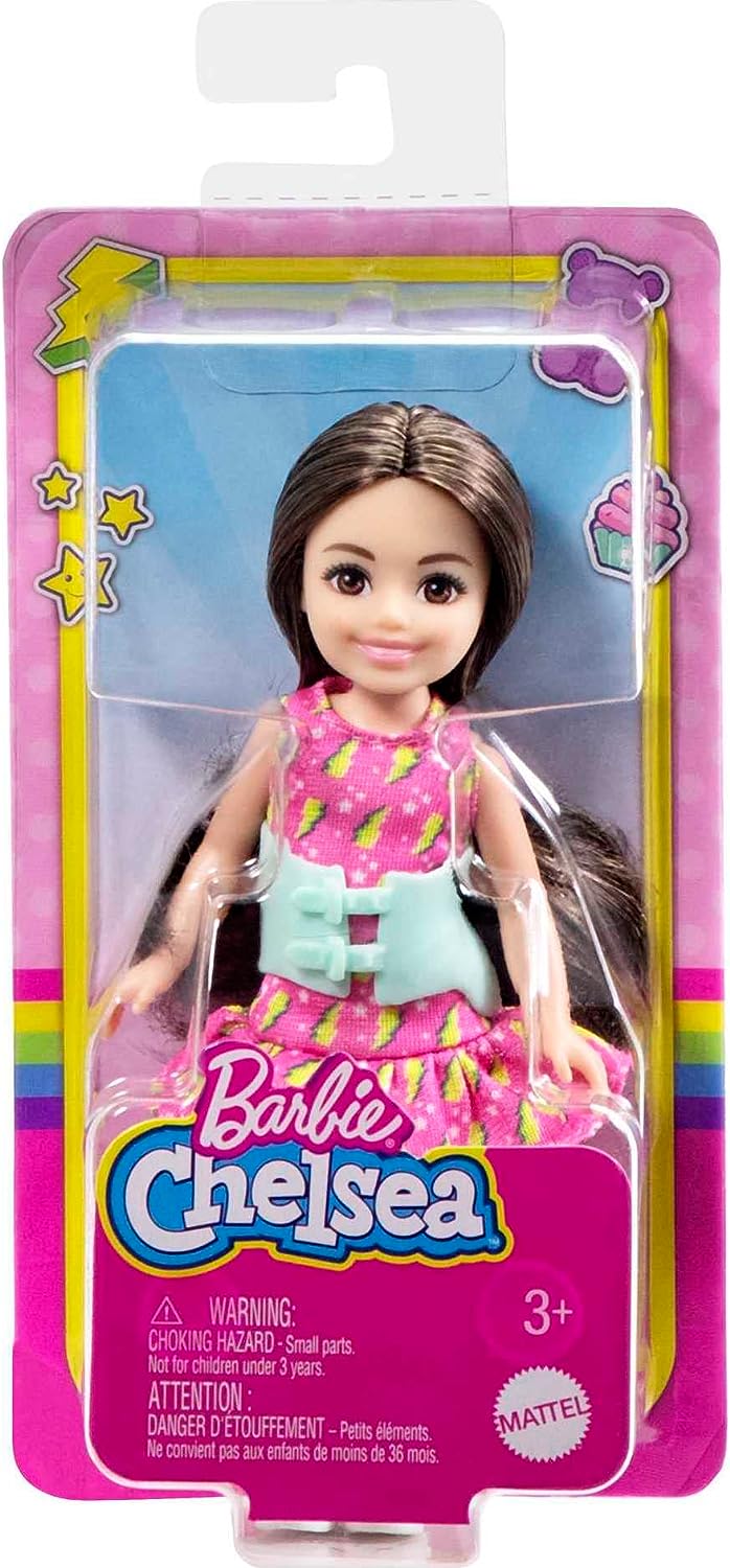 Barbie Muñeca Chelsea Vestido de Rayos con arnés