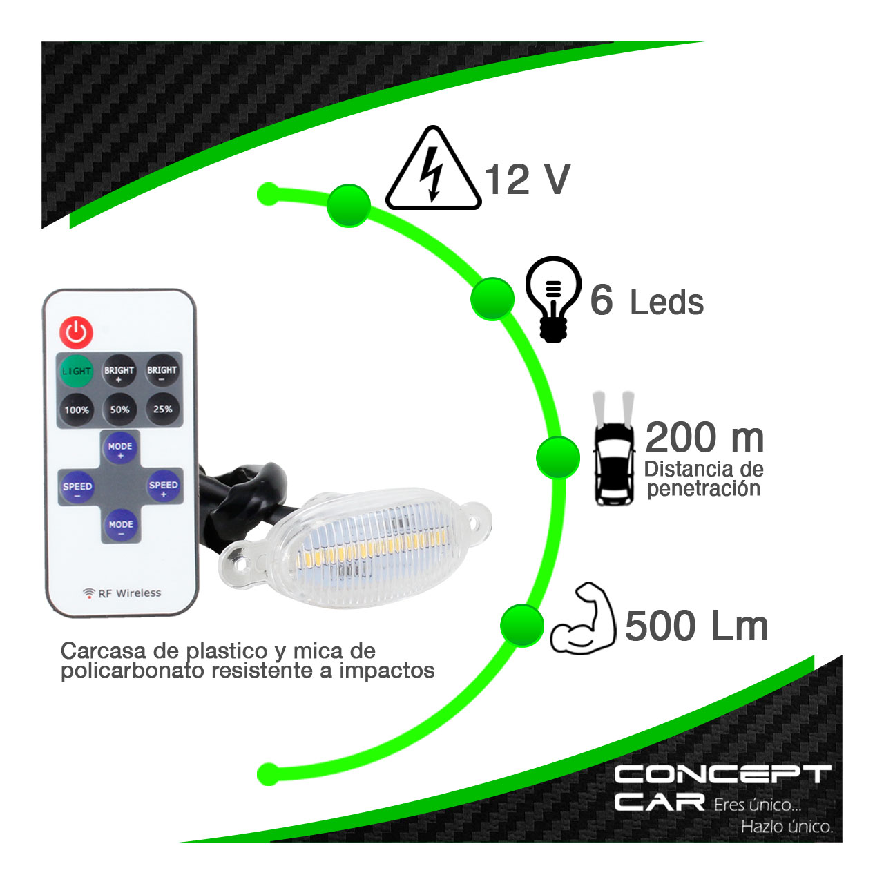 Kit 6 Luces 6 Led Parilla Camioneta Tipo Raptor Con Control