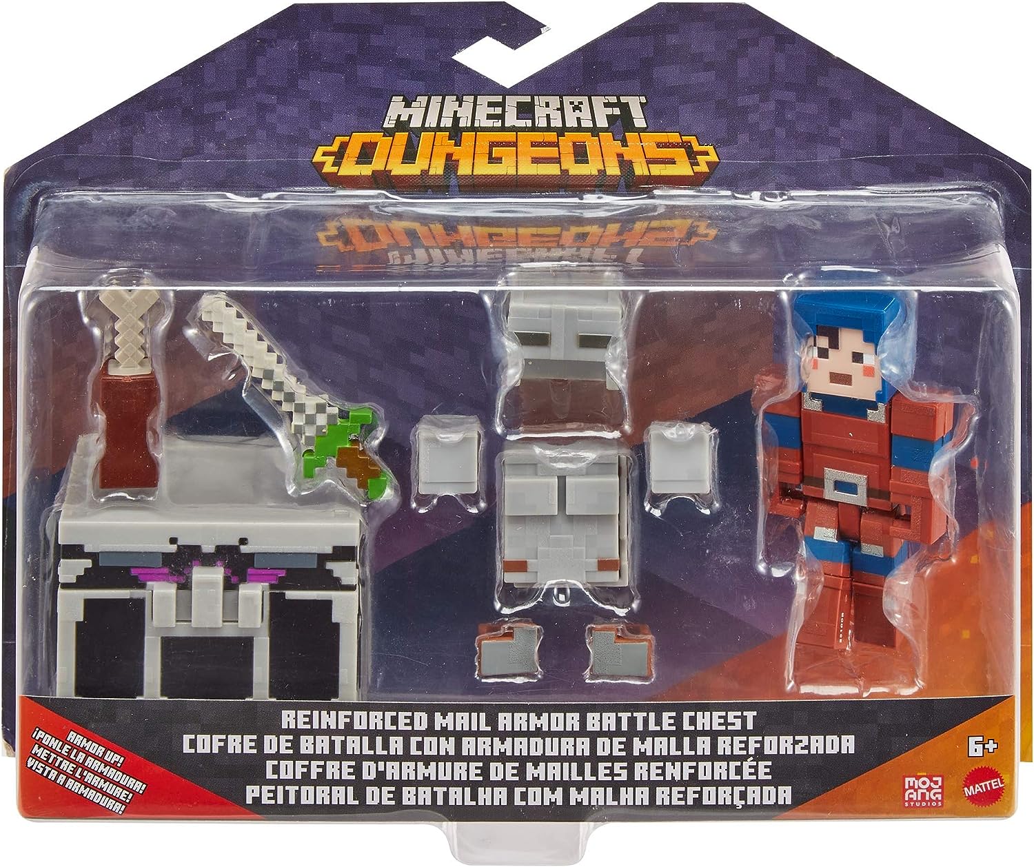 Minecraft Dungeons Cofre Batalla Armadura METALICA COMPLETA