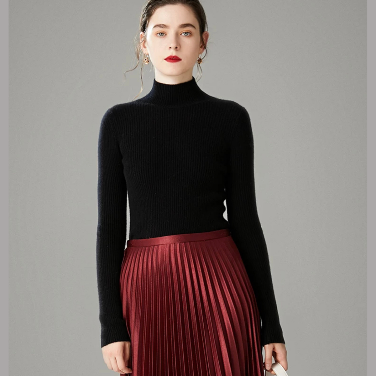 Suéter De Mujer Moda Canalé Sweater Dama Cuello Alto Abrigo