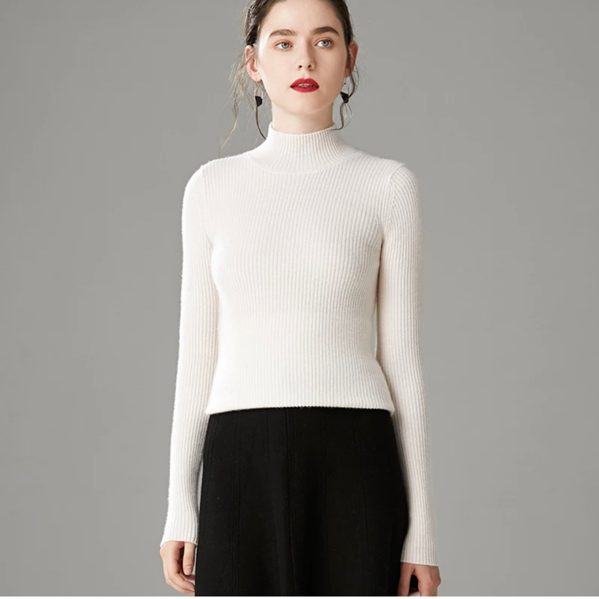 Suéter De Mujer Moda Canalé Sweater Dama Cuello Alto Abrigo