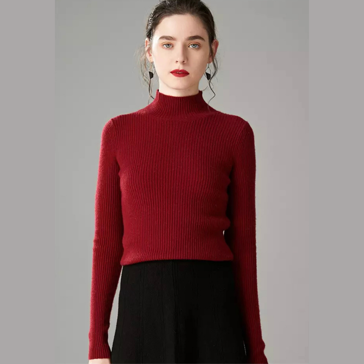 Suéter De Mujer Moda Canalé Sweater Dama Cuello Alto Abrigo
