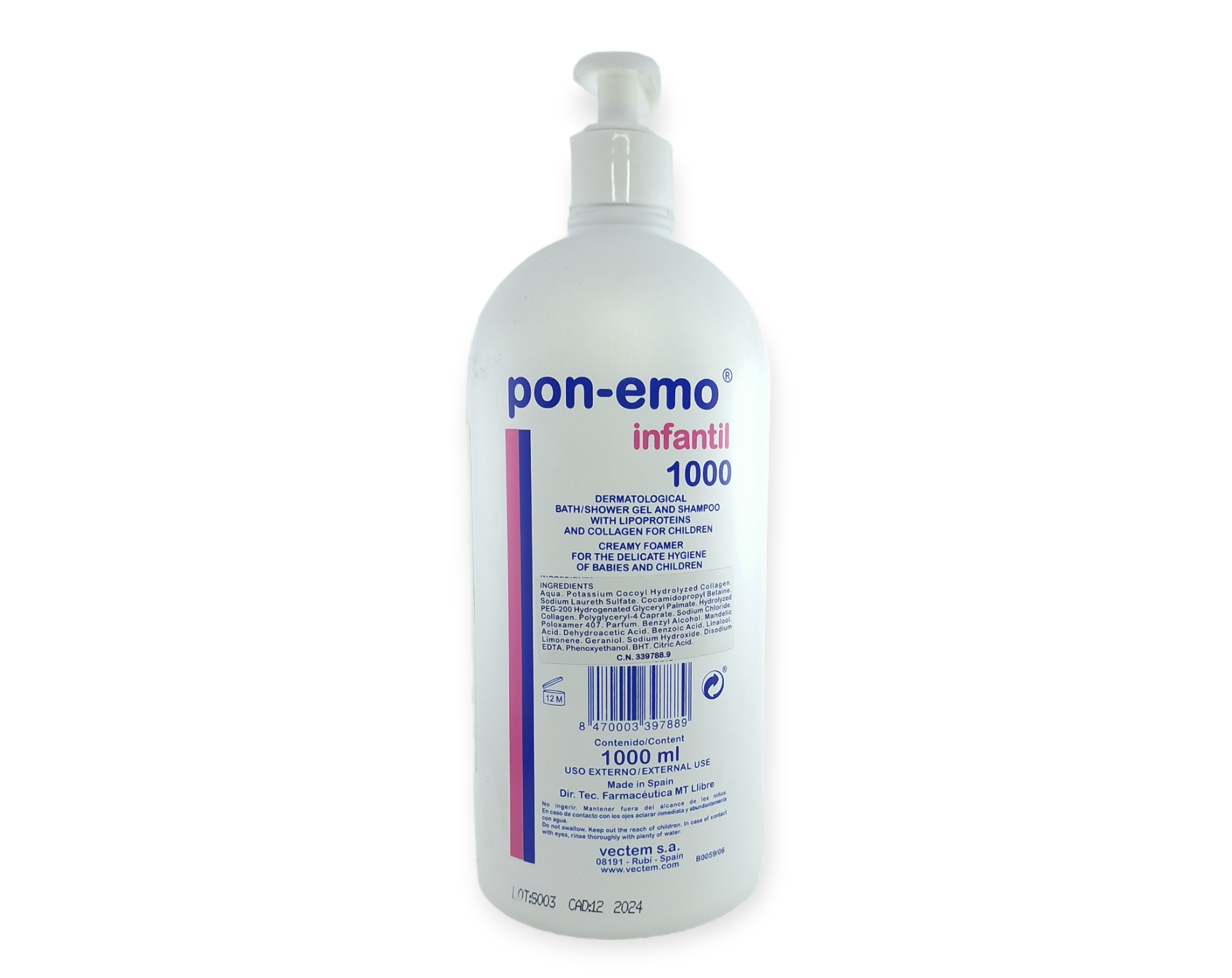 Shampoo y Gel Corporal Infantil Pon-emo Infantil 1000.