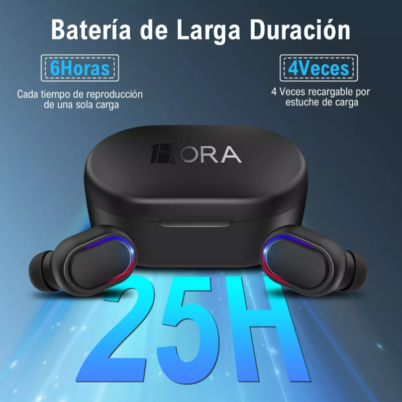 Audífonos in-ear inalámbricos 1Hora A8s TWS negro.