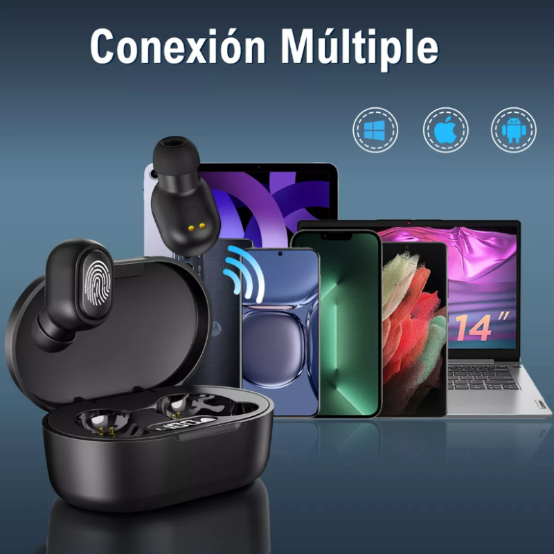 Audífonos in-ear inalámbricos 1Hora A8s TWS negro.