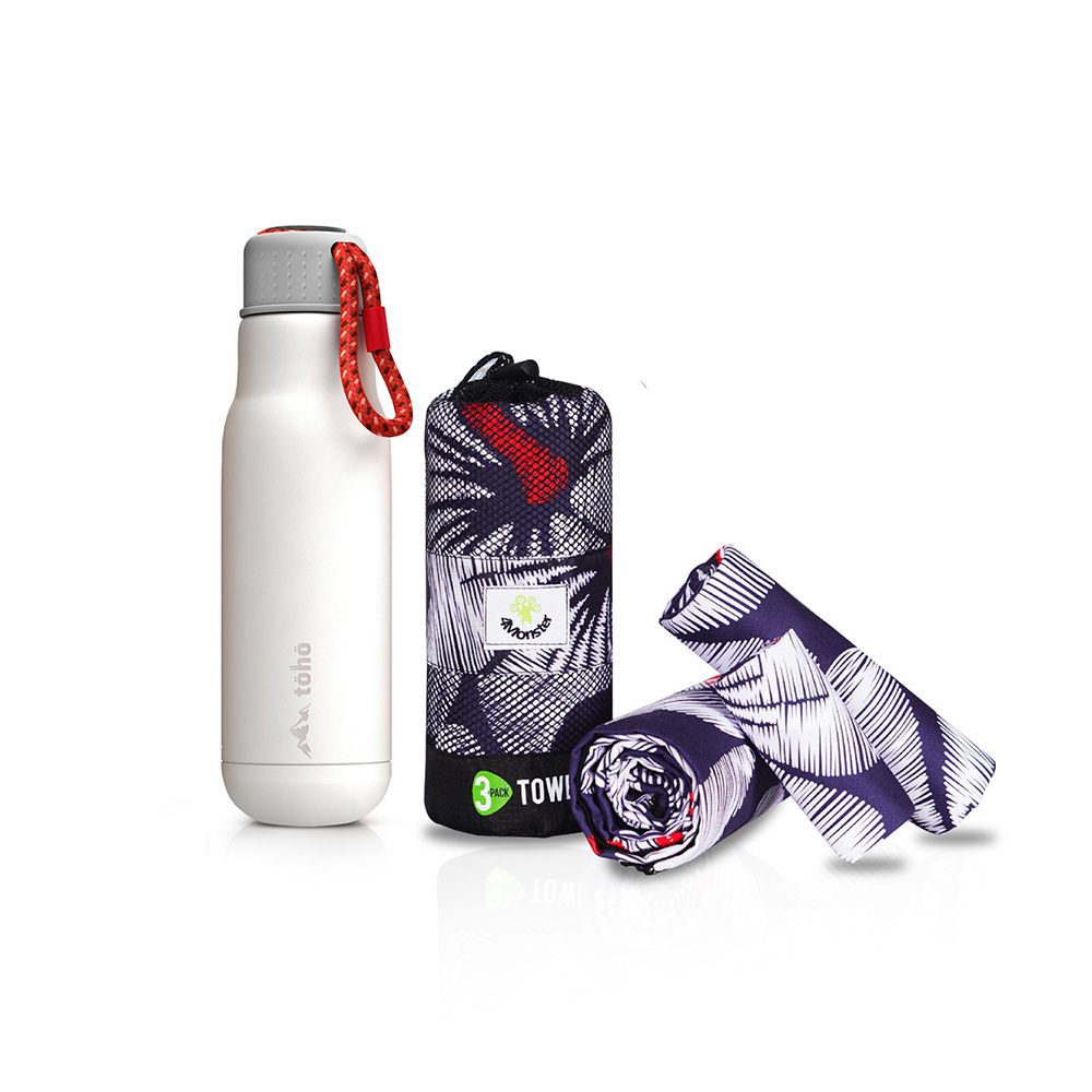 Kit de Termo de 500 ml Toho y 3 Toallas de Playa 4Monster