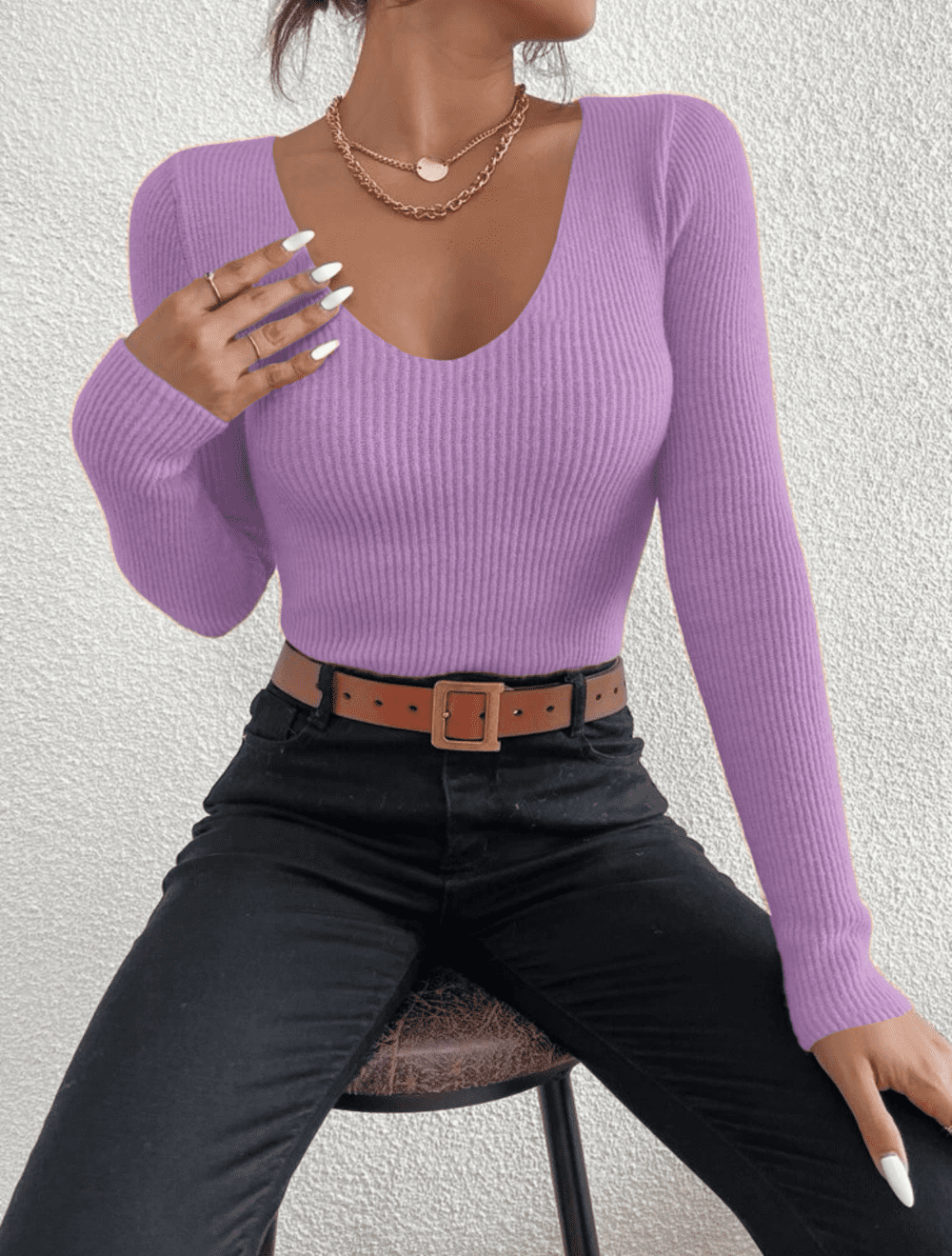 Suéter De Mujer Moda Canalé Sweater Diseño A Relieve Abrigo LOLE suéter
