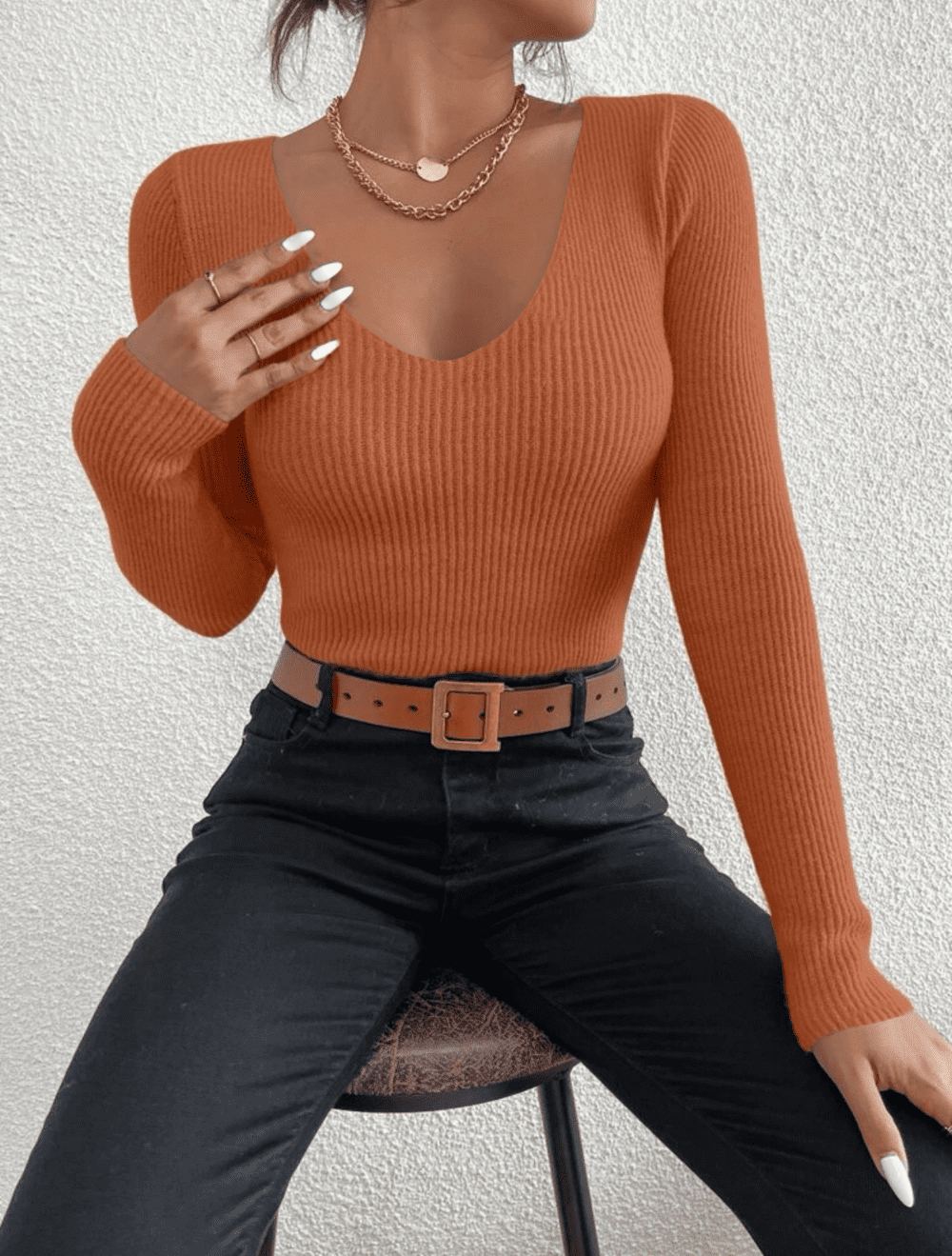 Suéter De Mujer Moda Canalé Sweater Diseño A Relieve Abrigo LOLE suéter