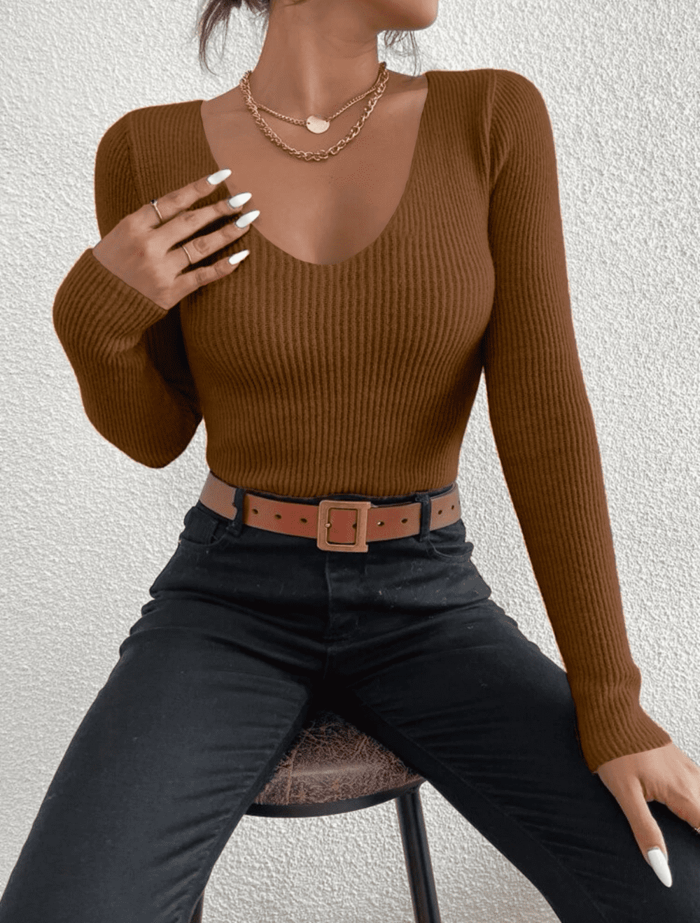 Suéter De Mujer Moda Canalé Sweater Diseño A Relieve Abrigo LOLE suéter