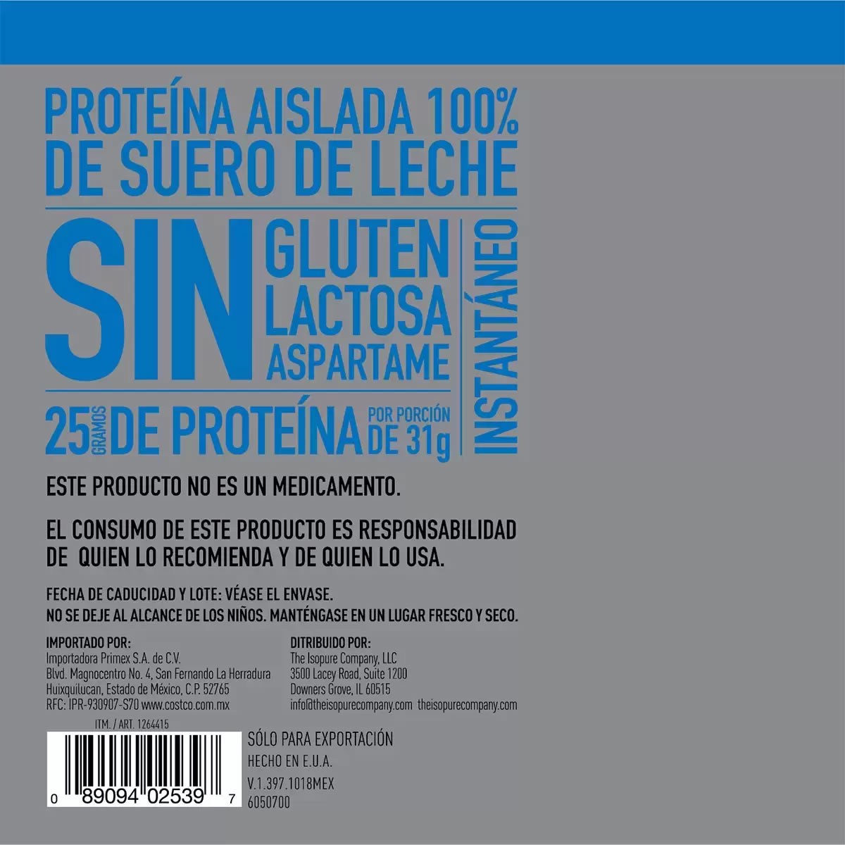 Proteina En Polvo Isopure 1264415 Cont. 2.04kg Sabor Vainilla CST