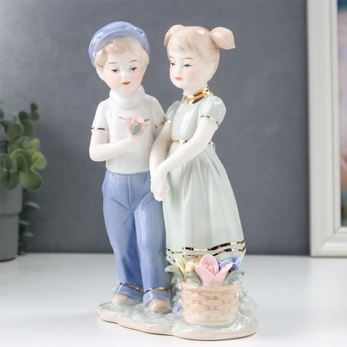 Figura cerámica niño niña MXENM-002-3 2 Pzas 14x18x10cm Frente x Alto x Fondo Porcelana Artesanal EnfantsMoreau