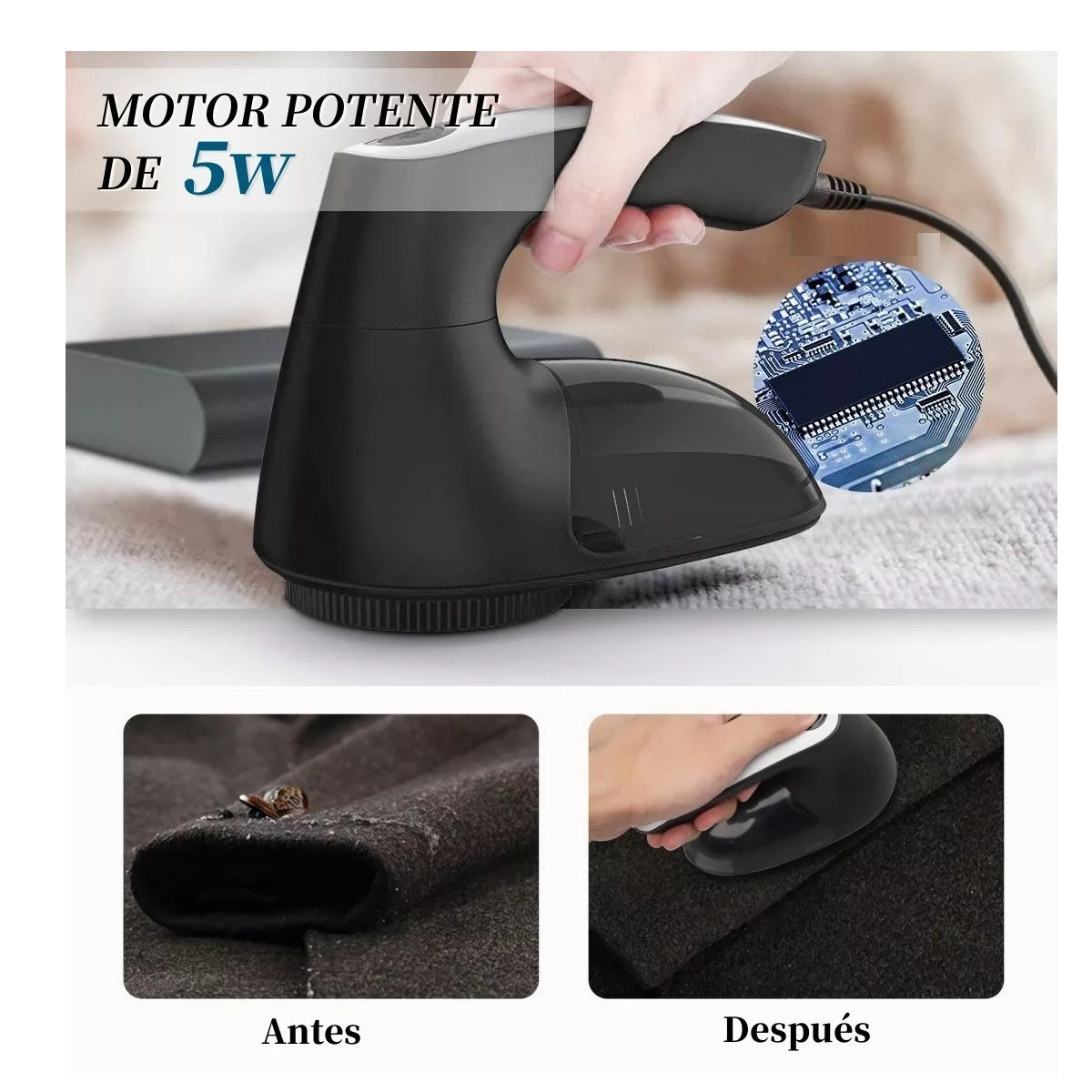 Quita Pelusa Recargable Removedor Eléctrico Portátil Negro