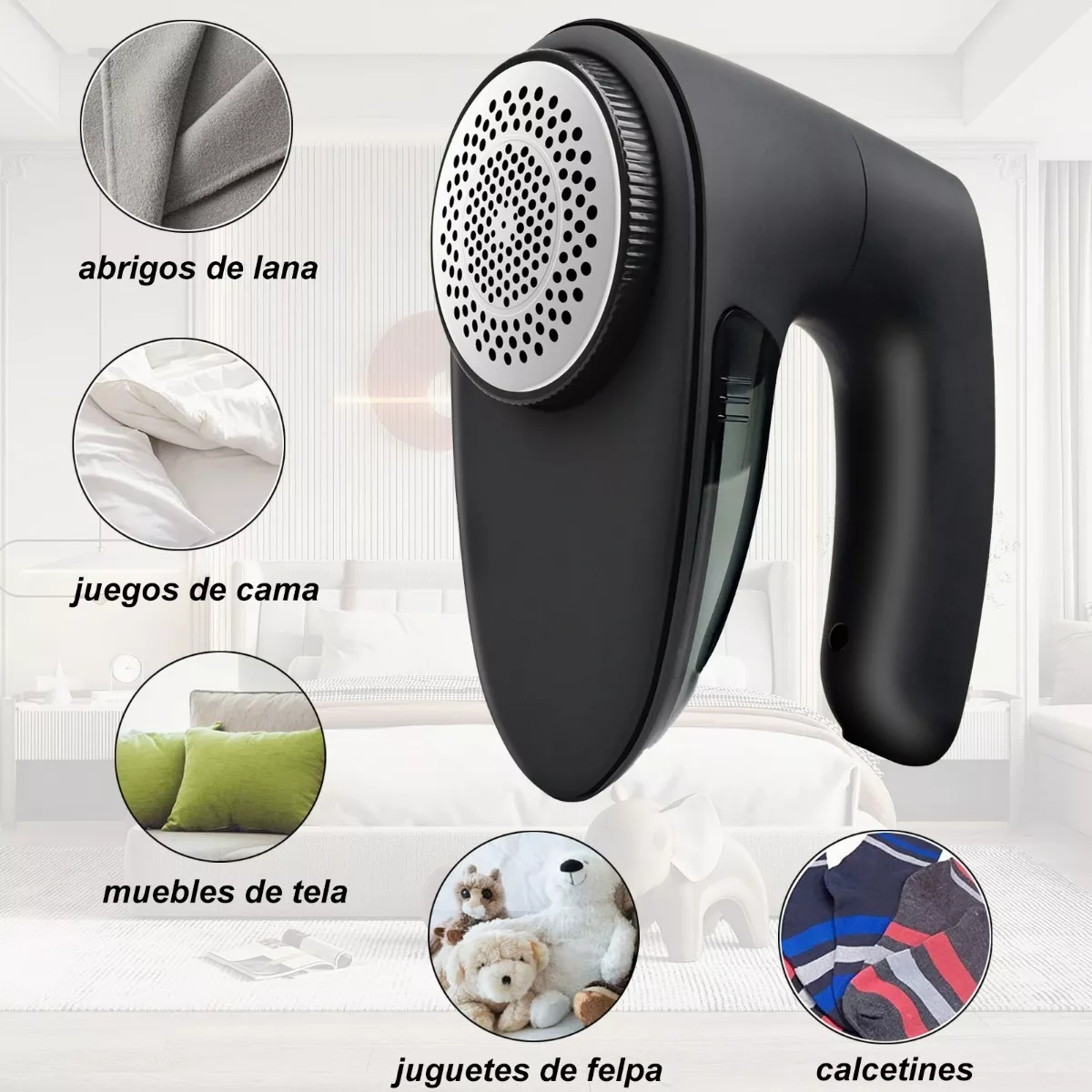 Quita Pelusa Recargable Removedor Eléctrico Portátil Negro